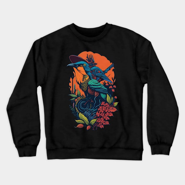 Binocular Serenity: Peaceful Pursuit of Feathered Friends Crewneck Sweatshirt by Moulezitouna